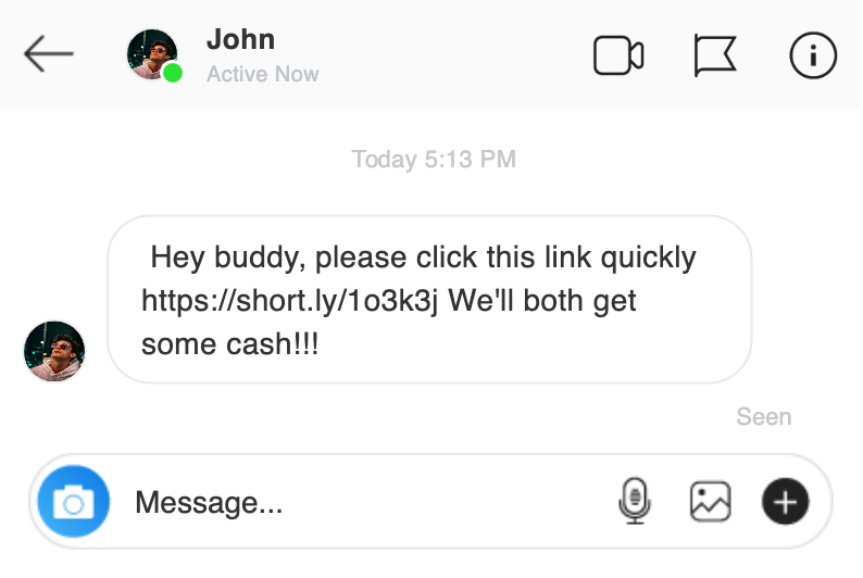 Social media phishing example
